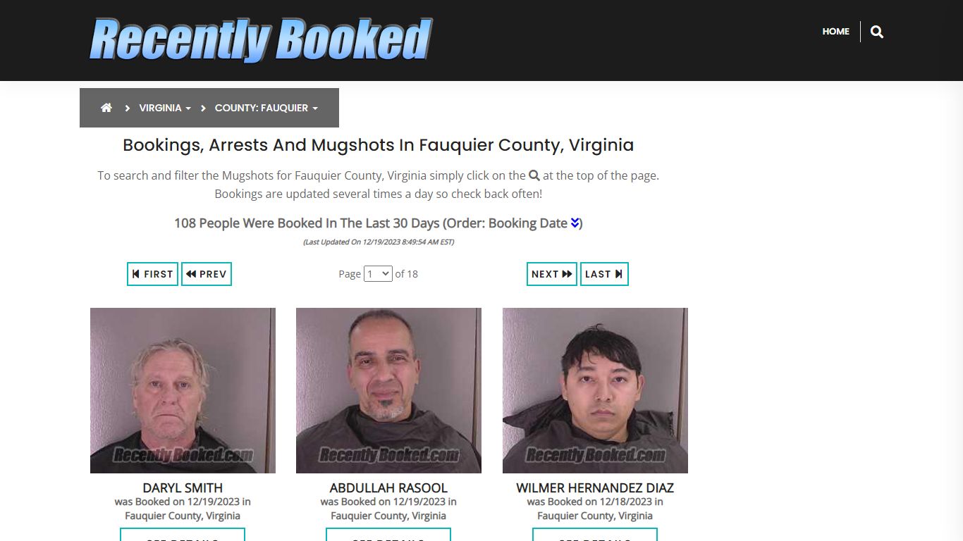 Bookings, Arrests and Mugshots in Fauquier County, Virginia